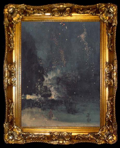 framed  James Mcneill Whistler Noc-turne in Black and Gold:the Falling Rocket (mk43), ta009-2